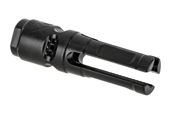 Sons of Liberty Gun Works 1/2x28 NOX 3-prong flash hider features a wide bottom prong for minimal dust signature.